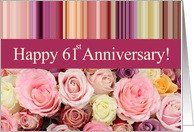 61st Wedding Anniversary Pastel Roses and Stripes card