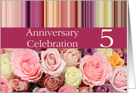 5th Anniversary Celebration Invitation, Pastel Roses and Stripes card