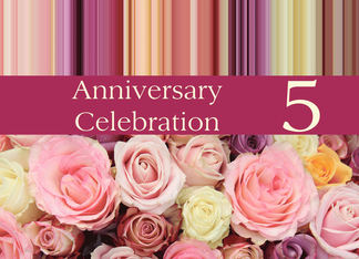 5th Anniversary Celebration Invitation, Pastel Roses and Stripes