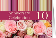 10th Anniversary Celebration Invitation Pastel Roses and Stripes card