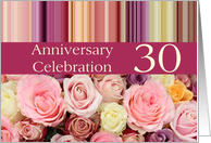30th Anniversary Celebration Invitation Pastel Roses and Stripes card