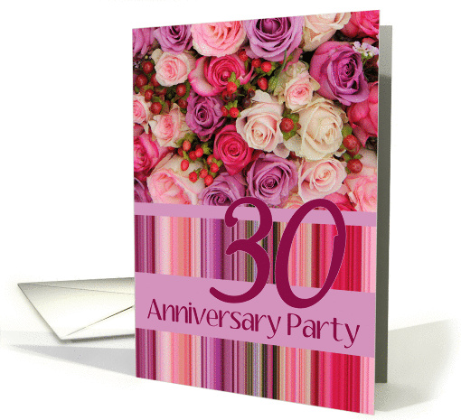 30th Wedding Anniversary Invitation Card - Pastel roses... (1086194)