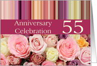 55th Anniversary Celebration Invitation Pastel Roses and Stripes card