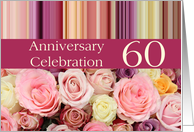 60th Anniversary Celebration Invitation Pastel Roses and Stripes card