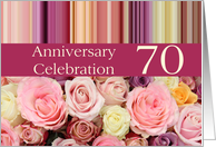 70th Anniversary Celebration Invitation Pastel Roses and Stripes card