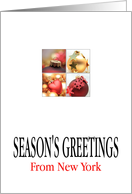 New York Season’s Greetings - 4 Ornaments collage in red/gold card