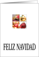 Spanish Christmas Feliz Navidad 4 Ornaments Collage in Red and Gold card