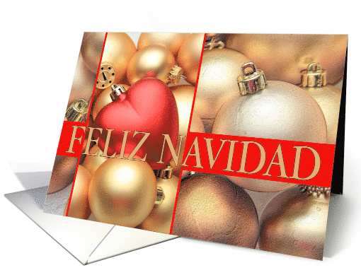 Spanish Christmas Feliz Navidad Gold and Red ornaments card (1092378)