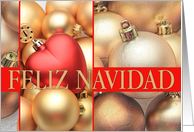 Spanish Christmas Feliz Navidad Gold and Red ornaments card