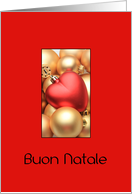 Italian Buon Natale Merry Christmas Gold and Red Ornaments card