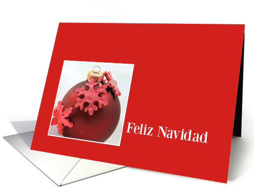 Spanish Christmas Feliz Navidad Red Christmas Bauble card (1092458)