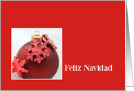 Spanish Christmas Feliz Navidad Red Christmas Bauble card