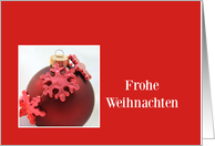 German Christmas Frohe Weihnachten Red Christmas Bauble card