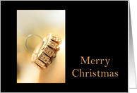 merry christmas - golden ornament in soft focus card