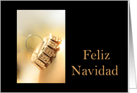 Spanish Feliz Navidad Merry Christmas Golden Ornament Soft Focus card