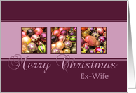 Ex Wife - Merry Christmas, purple colored ornaments card