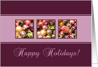 Happy Holidays - purple colored ornaments card
