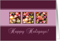 Happy Holigays - purple colored ornaments card