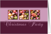 Christmas Party Invitation - purple colored ornaments card