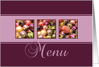 Christmas Menu Purple and Pastel Baubles card