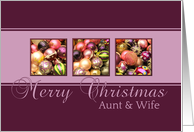 Aunt & wife - Merry Christmas - purple colored ornaments card