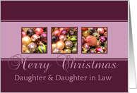 daugher & Daughter in Law - Merry Christmas - purple colored ornaments card