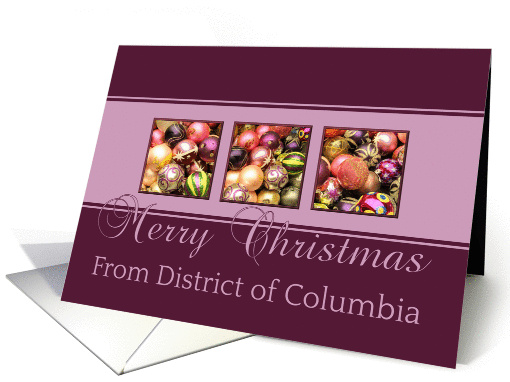 District of Columbia - Merry Christmas - purple colored ornaments card