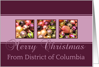 District of Columbia - Merry Christmas - purple colored ornaments card