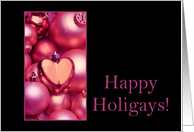 Happy Holigays Pink ornament Gay & Lesbian card