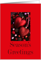 Season’s Greetings - Christmas heart ornaments card