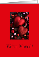 Lovely Christmas - new address announcement heart ornaments card