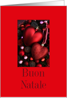 Buon Natale, Italian Christmas Card - Christmas heart ornaments card