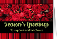 Aunt & Fiance Season’s Greetings Roses and Winter Berries card
