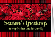 Brother & Family Season’s Greetings Roses and Winter Berries card