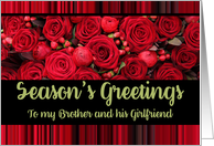 Brother & Girlfriend Season’s Greetings Roses and Winter Berries card