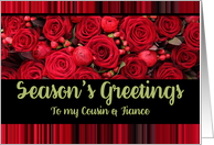 Cousin & Fiance Season’s Greetings Roses and Winter Berries card