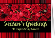 Cousin & Fiancee Season’s Greetings Roses and Winter Berries card
