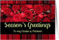 Cousin & Partner Season’s Greetings Roses and Winter Berries card