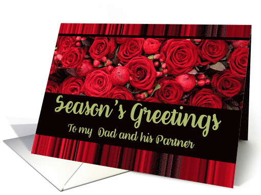 Dad & Partner Season's Greetings Roses and Winter Berries card