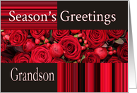 Grandson - Season’s Greetings roses and winter berries card