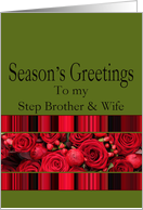 Step Brother & wife - Season’s Greetings roses and winter berries card