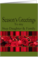 Step Daughter & Family - Season’s Greetings roses and winter berries card