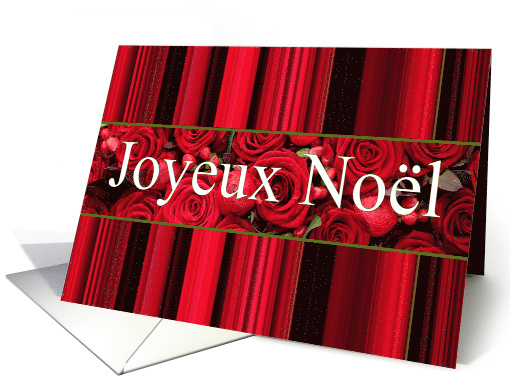 French Christmas Joyeux Nol Red Roses and Winter Berries card