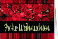 Frohe Weihnachten German Red Roses and Winter Berries card