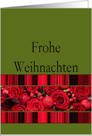 Frohe Weihnachten German Red Roses and Winter Berries card