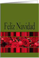 Feliz Navidad Spanish Christmas Red Roses and Winter Berries card