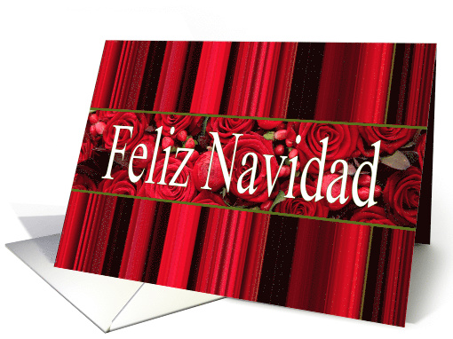 Feliz Navidad Spanish Christmas Red Roses and Winter Berries card