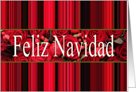 Feliz Navidad Spanish Christmas Red Roses and Winter Berries card