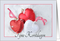 Dutch, Fijne Kerstdagen Heart Shaped Ornament in Snow card