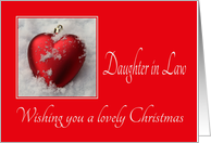 Daughter in Law - A Lovely Christmas, heart shaped ornament, snow card